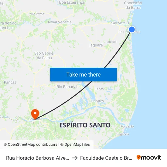 Rua Horácio Barbosa Alves, 71 to Faculdade Castelo Branco map