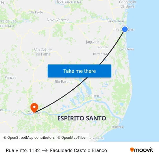 Rua Vinte, 1182 to Faculdade Castelo Branco map