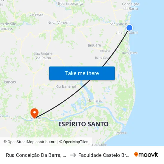 Rua Conceição Da Barra, 3162 to Faculdade Castelo Branco map