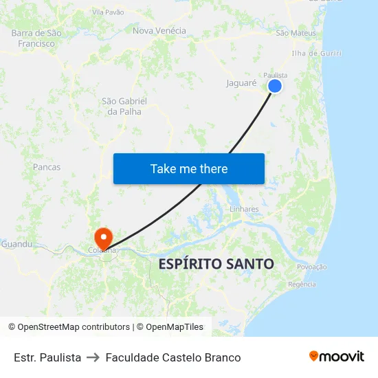 Estr. Paulista to Faculdade Castelo Branco map