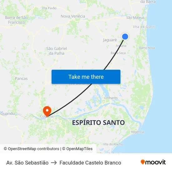 Av. São Sebastião to Faculdade Castelo Branco map