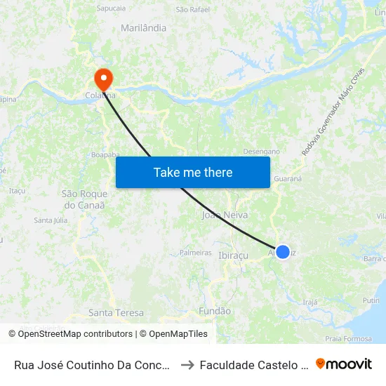 Rua José Coutinho Da Conceição, 215 to Faculdade Castelo Branco map