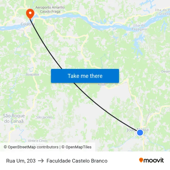 Rua Um, 203 to Faculdade Castelo Branco map