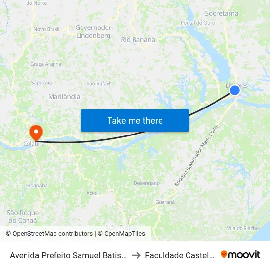 Avenida Prefeito Samuel Batista Cruz 3008 to Faculdade Castelo Branco map