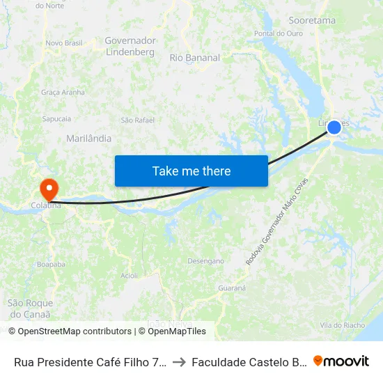 Rua Presidente Café Filho 703-767 to Faculdade Castelo Branco map