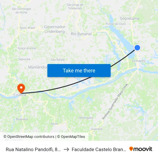 Rua Natalino Pandolfi, 853 to Faculdade Castelo Branco map