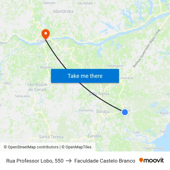 Rua Professor Lobo, 550 to Faculdade Castelo Branco map