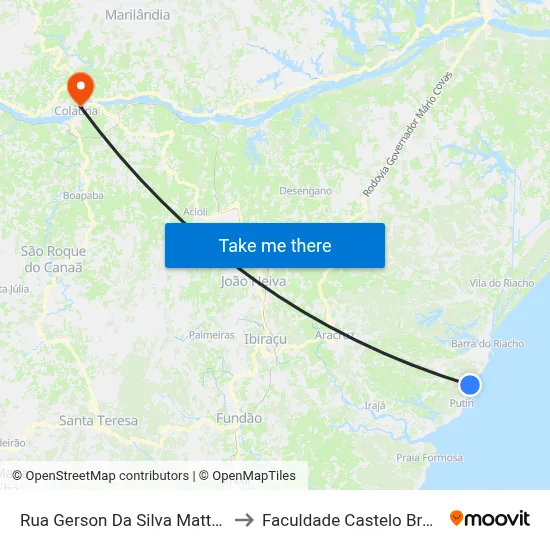Rua Gerson Da Silva Mattos, 5 to Faculdade Castelo Branco map