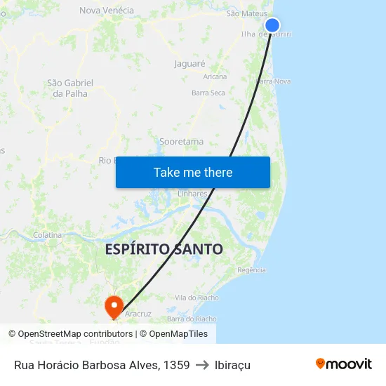 Rua Horácio Barbosa Alves, 1359 to Ibiraçu map