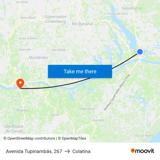 Avenida Tupinambás, 267 to Colatina map