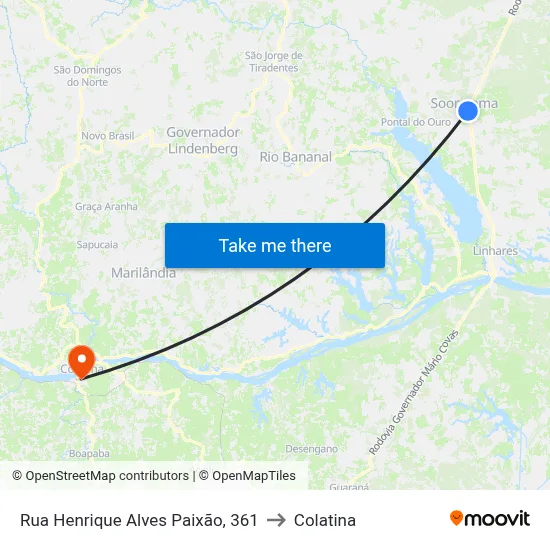 Rua Henrique Alves Paixão, 361 to Colatina map