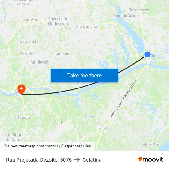 Rua Projetada Dezoito, 5076 to Colatina map
