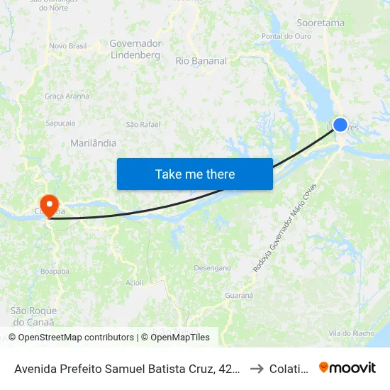 Avenida Prefeito Samuel Batista Cruz, 4261 to Colatina map