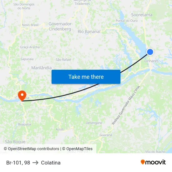 Br-101, 98 to Colatina map