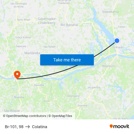 Br-101, 98 to Colatina map