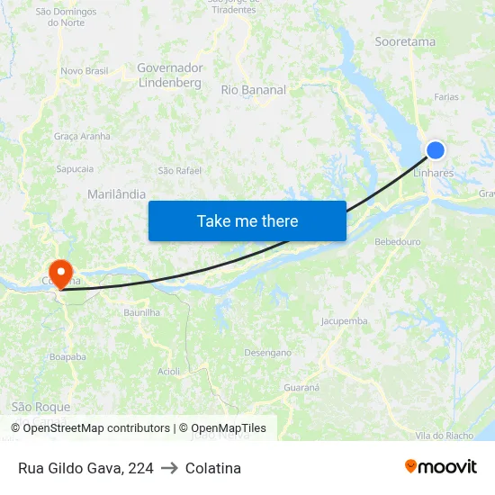 Rua Gildo Gava, 224 to Colatina map