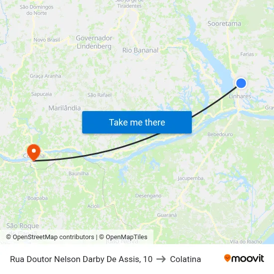 Rua Doutor Nelson Darby De Assis, 10 to Colatina map