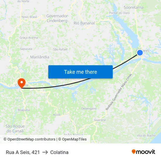 Rua A Seis, 421 to Colatina map