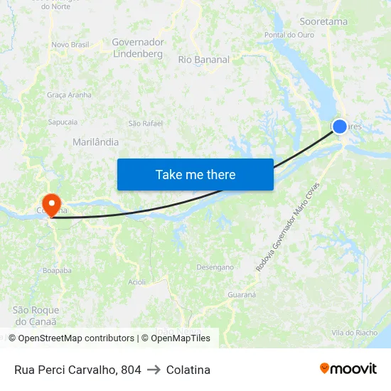 Rua Perci Carvalho, 804 to Colatina map