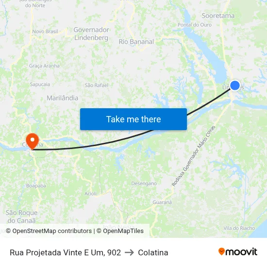 Rua Projetada Vinte E Um, 902 to Colatina map