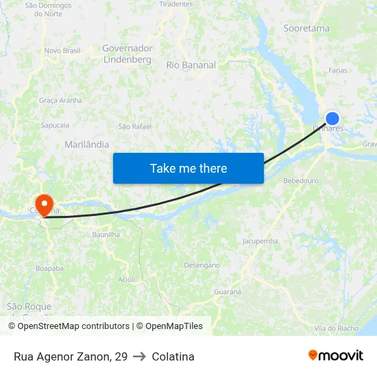 Rua Agenor Zanon, 29 to Colatina map