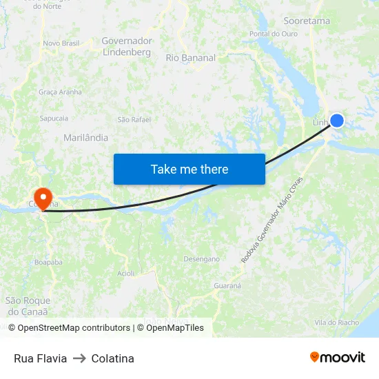 Rua Flavia to Colatina map