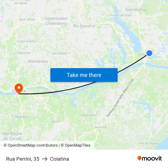 Rua Perrini, 35 to Colatina map