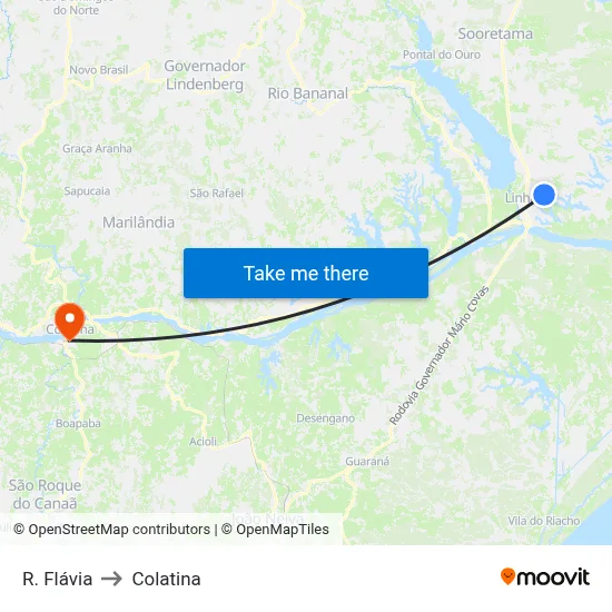 R. Flávia to Colatina map