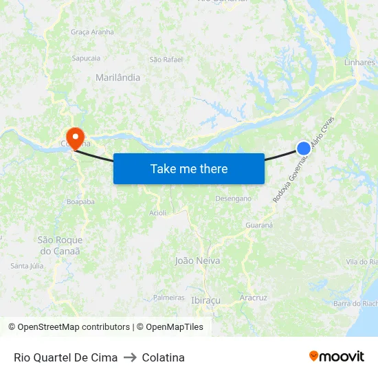 Rio Quartel De Cima to Colatina map