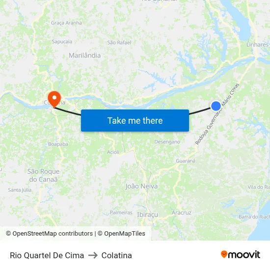 Rio Quartel De Cima to Colatina map