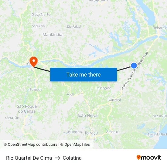 Rio Quartel De Cima to Colatina map