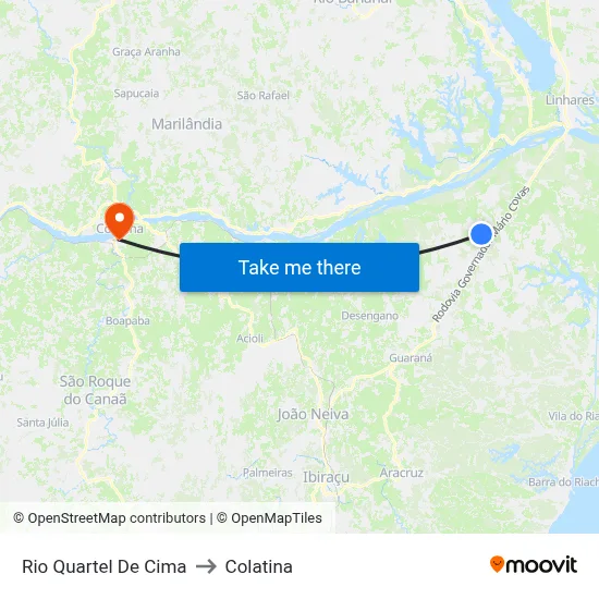 Rio Quartel De Cima to Colatina map