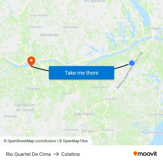 Rio Quartel De Cima to Colatina map