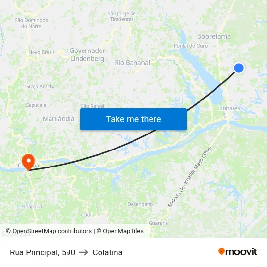 Rua Principal, 590 to Colatina map