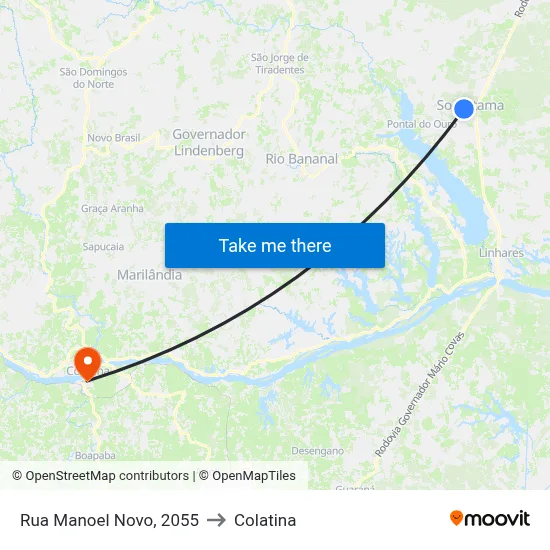 Rua Manoel Novo, 2055 to Colatina map