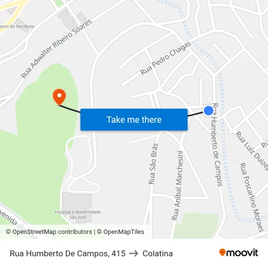 Rua Humberto De Campos, 415 to Colatina map