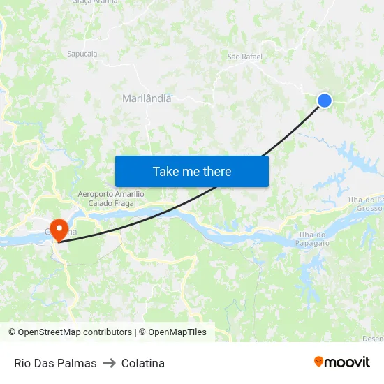 Rio Das Palmas to Colatina map