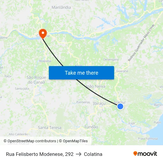 Rua Felisberto Modenese, 292 to Colatina map