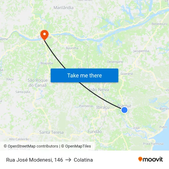 Rua José Modenesi, 146 to Colatina map