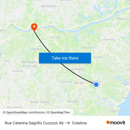 Rua Catarina Sagrillo Cuzzuol, 66 to Colatina map