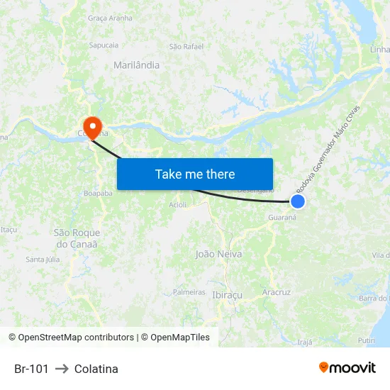 Br-101 to Colatina map