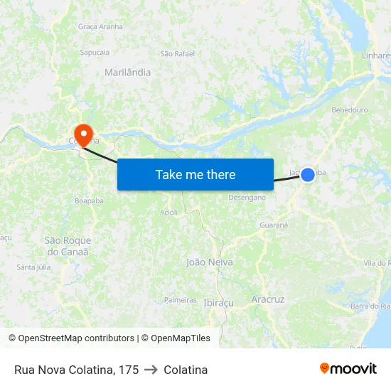 Rua Nova Colatina, 175 to Colatina map