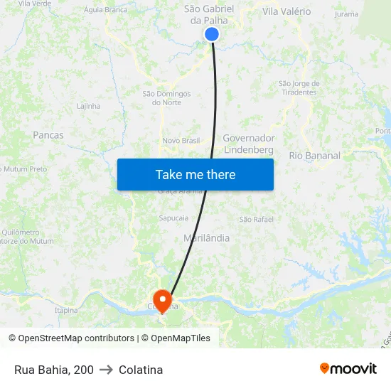 Rua Bahia, 200 to Colatina map
