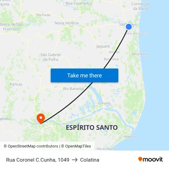 Rua Coronel C.Cunha, 1049 to Colatina map