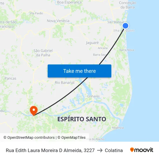 Rua Edith Laura Moreira D Almeida, 3227 to Colatina map
