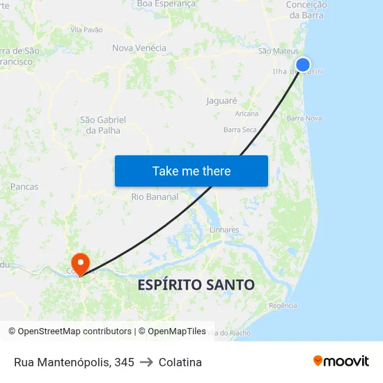 Rua Mantenópolis, 345 to Colatina map