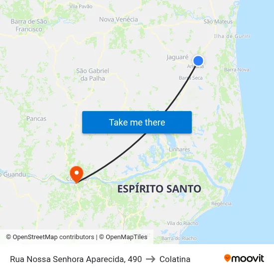 Rua Nossa Senhora Aparecida, 490 to Colatina map