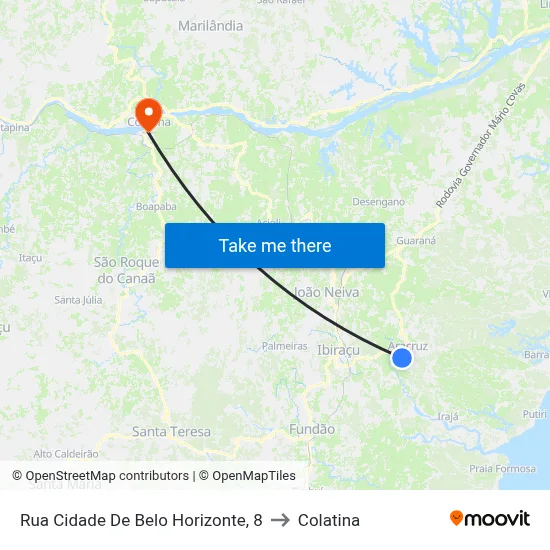 Rua Cidade De Belo Horizonte, 8 to Colatina map