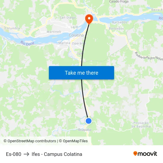 Es-080 to Ifes - Campus Colatina map