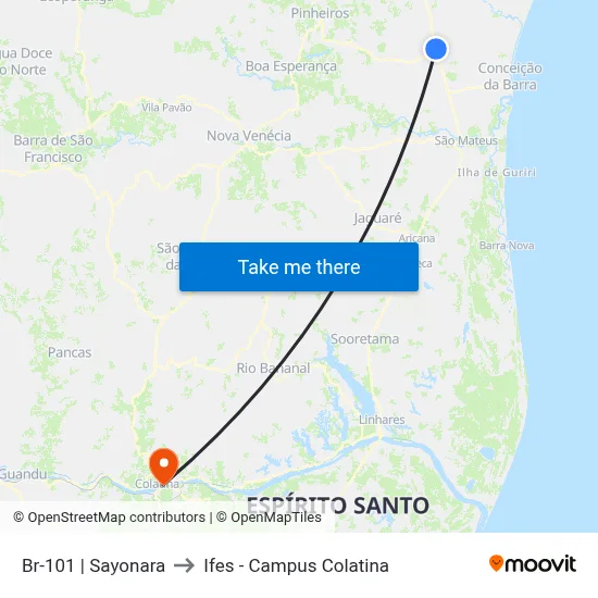 Br-101 | Sayonara to Ifes - Campus Colatina map